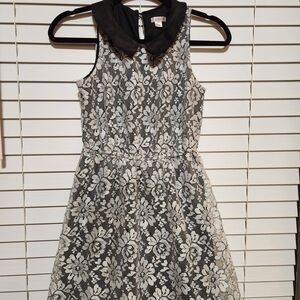 Black and White Lace Dress with Collar